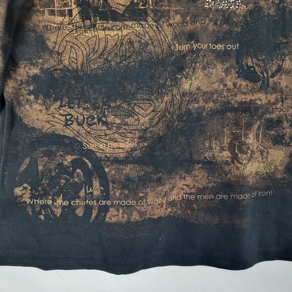 Pendleton Round Up Sequined Top Women's Medium Brown Let em Buck Western Cowgirl - Picture 9 of 10